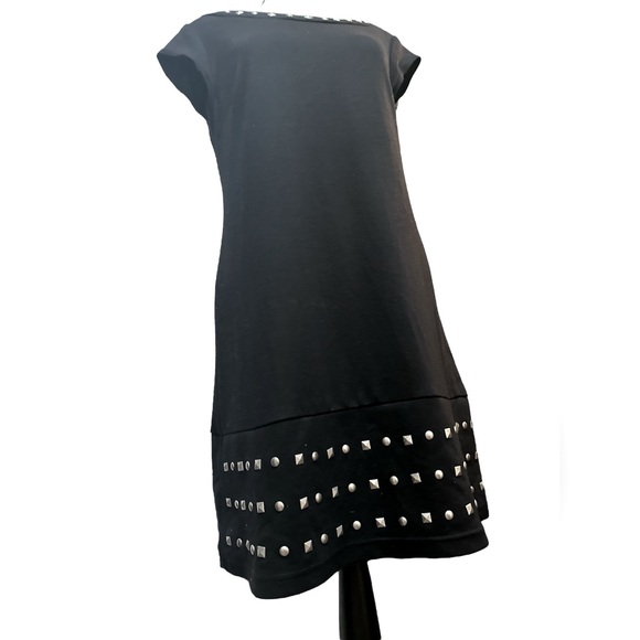 Madison Leigh Black Sleeveless Studded Metal A Line Above the Knee Dress Size 4 - Picture 10 of 14